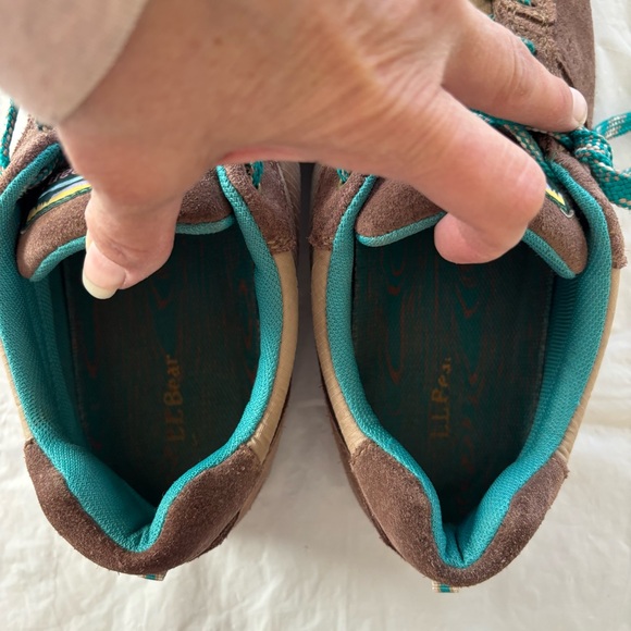 NWOT L. L. Bean Katahdin trail suede mesh Shoes - Beige brown turquoise SZ 11 M - Picture 9 of 13